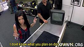 valuable tight body getting bare in reality video filmed in shop