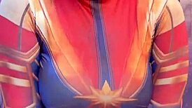Captain Marvel Rides Ebony Dildo in Wild Cosplay Action. Can't Stop Watching!