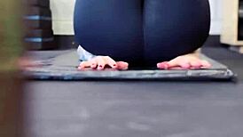 training in my gym, got sweaty and wet on legs in public