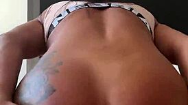 she stretches and gets intensely fucked in a thong and legs scene