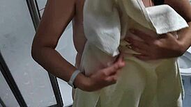 Turkey Hotel Amateur Shows Amazing Tits in Shower After Sunbathing