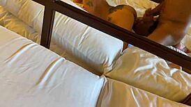 Hot asian slut sucks big black cock eagerly