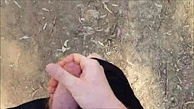 guy jerks off in the bush outdoors