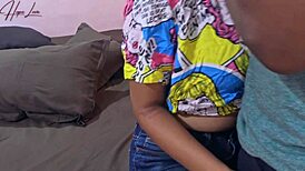 Hot asian neighbor gets fucked by big black cock on the bed.