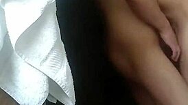 petite asian girl takes a relaxing shower at home