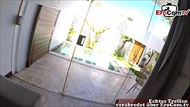 Young slim blonde teen meets users for interview