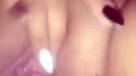 hot wife masturbates with dildo and fingering all alone