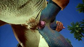 In the wildlife scene, a tiger makes a lizard cum multiple times through intense blowjob and assfucking