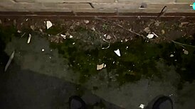 Street girl shoving items into her shaved pussy!