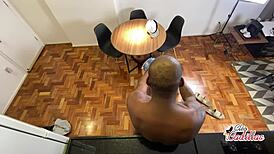 Cleo cadillac buried by big cock in kitchen.