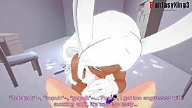 Rumi Usagiyama Mirko delivers a steamy POV blowjob in Boku No Hero scene.