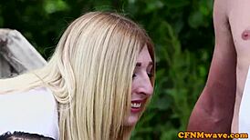 Mean Redhead Humiliates Tied-Up Dude in CFNM Bondage Session