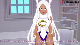 Rumi Usagiyama Mirko delivers a steamy POV blowjob in Boku No Hero scene.