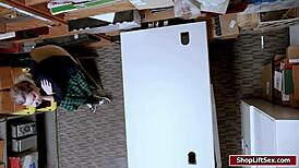 why does this shoplifter get her shaved pussy banged so hard?