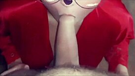 the beauty gives a gentle blowjob to her friend