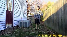 Hot Gay Twinks Masturbate And Splash Piss From Their Cocks.