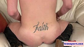 solo tgirl stroking her member lying on her back