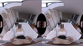 In This Virtual Taboo Scene, Shaved Pussy Gets Intense POV Blowjob and Handjob Action.