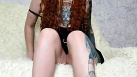 Hot Tattooed Girl Shows Off Feet In Dress And Socks