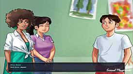 summertime saga painting cute babes in class