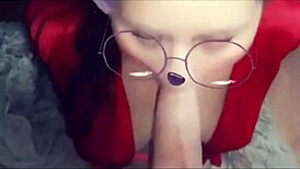 the beauty gives a gentle blowjob to her friend