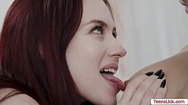 Two hot lesbians squirt hard on bed together