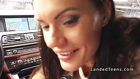 Big Tittied Teen Does Anal in the Car with Hitchhiker POV