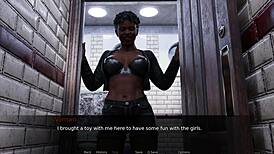 Femdom Mistress Licks Shaved Pussy in Bar Anal Scene