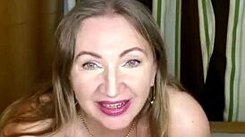 Busty milf mariaold using dildo for titty fuck session