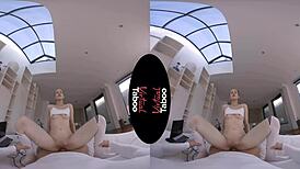 In This Virtual Taboo Scene, Shaved Pussy Gets Intense POV Blowjob and Handjob Action.