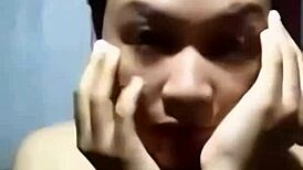 asian student bathing in shower