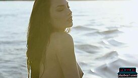 PIERCED PETITE BLONDE MILF BROOKE LORRAINE RIPS clothes in playboy centerfold shoot