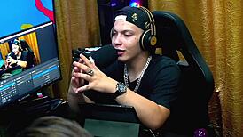 havena cep jerks him off with a toy in a wild public podcast session.