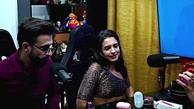 havena cep jerks him off with a toy in a wild public podcast session.