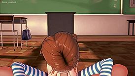 Step sister playfully handles a big dick in swimmer outfit during taboo fun