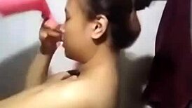 asian student bathing in shower