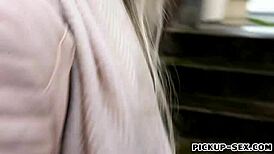 The czech slut sucks off and gets boned in public