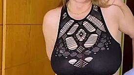 Busty milf mariaold using dildo for titty fuck session