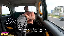 Female fake taxi driver Billie Star dominates male stripper with wild blowjob in car