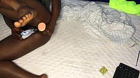 Huge Dildo Fills Both Holes Before Massive Cum