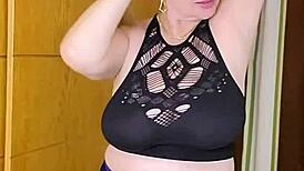 Busty milf mariaold using dildo for titty fuck session