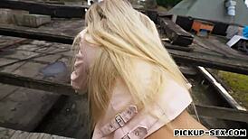 The czech slut sucks off and gets boned in public