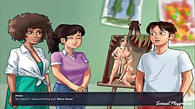 summertime saga painting cute babes in class