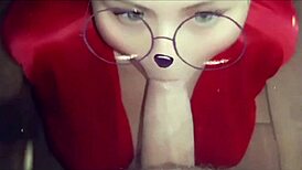 the beauty gives a gentle blowjob to her friend