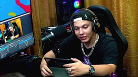 havena cep jerks him off with a toy in a wild public podcast session.