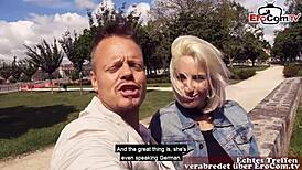 hey, check this skinny blonde with small tits in nylons hooking up with a german tourist for a wild ride