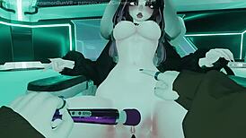 slutty girl bound and fucked in the machine, reaching orgasm