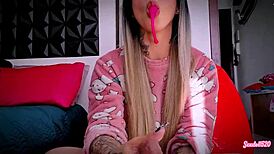 When alone, I make my stepbrother cum hard