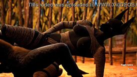 Furry Jackal Scissoring Furry Dragon