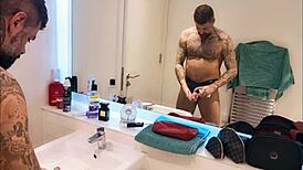 dirty gets all horny in the bathroom during bathing